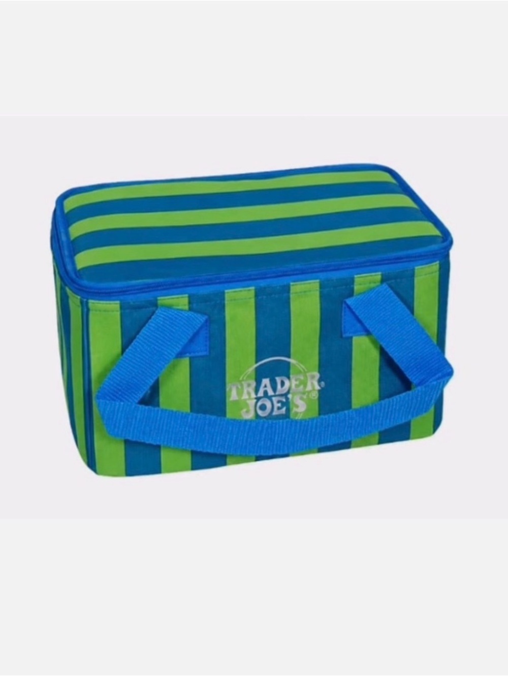 Viral Trader Joe's Striped Mini Insulated Bag - Rare Blue & Lime Green